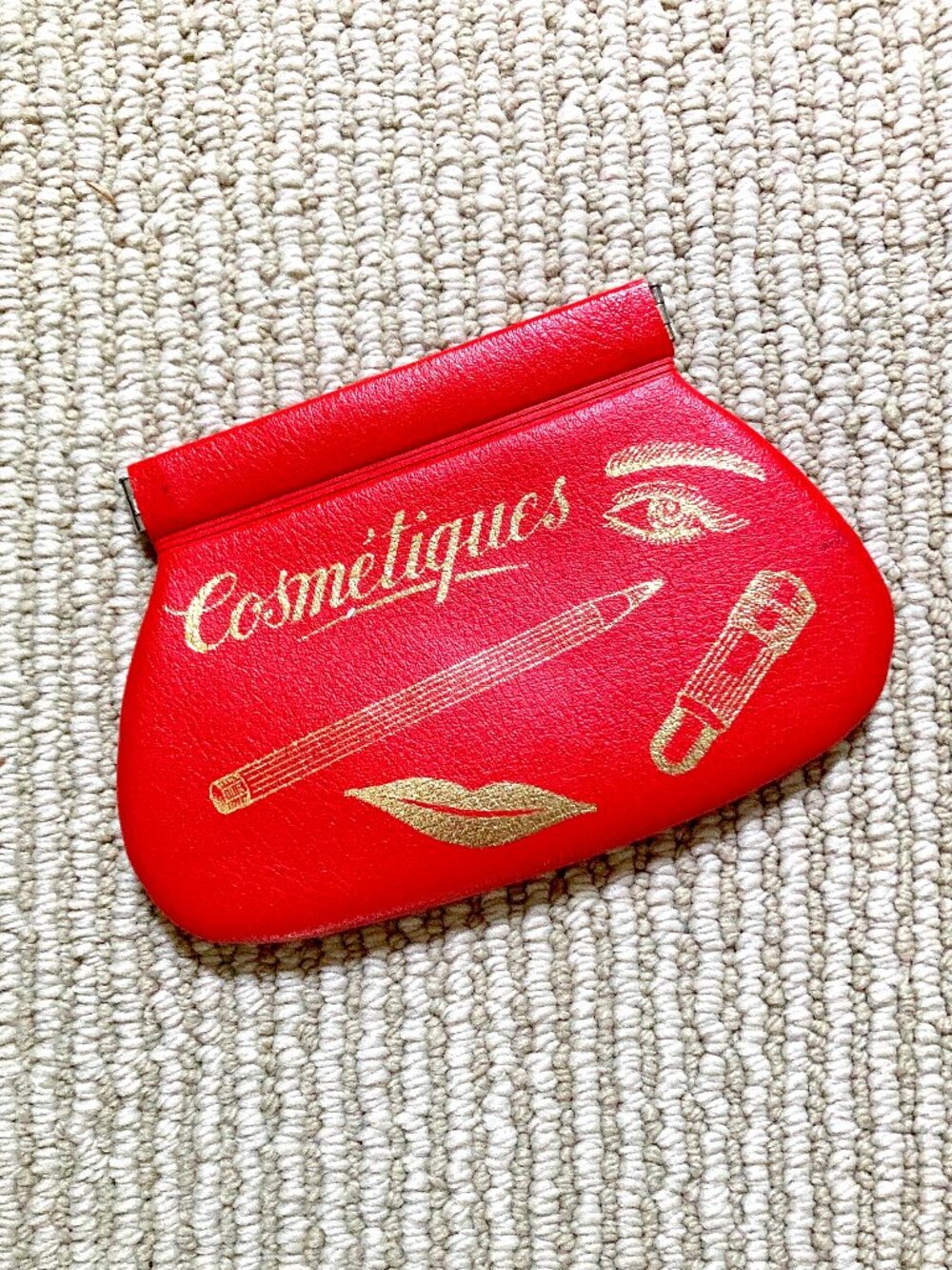Vintage Red Cosmetic Bag/Pouch ca. 1950s